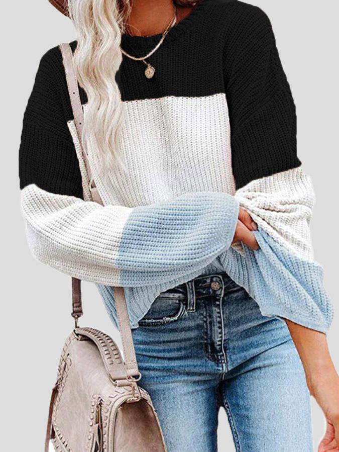 WW | Cozy colorblock knit sweater for autumn layering.