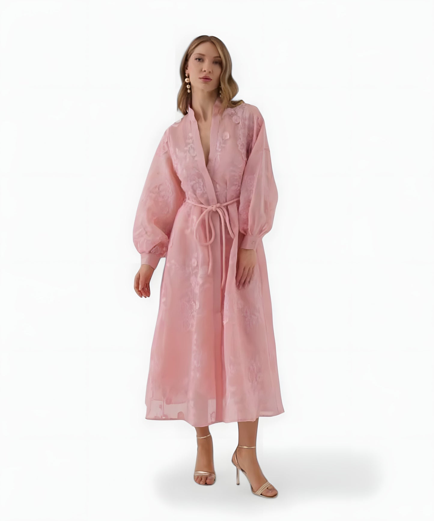 Isadora Jacquard Dress with Modern Charm - Pink