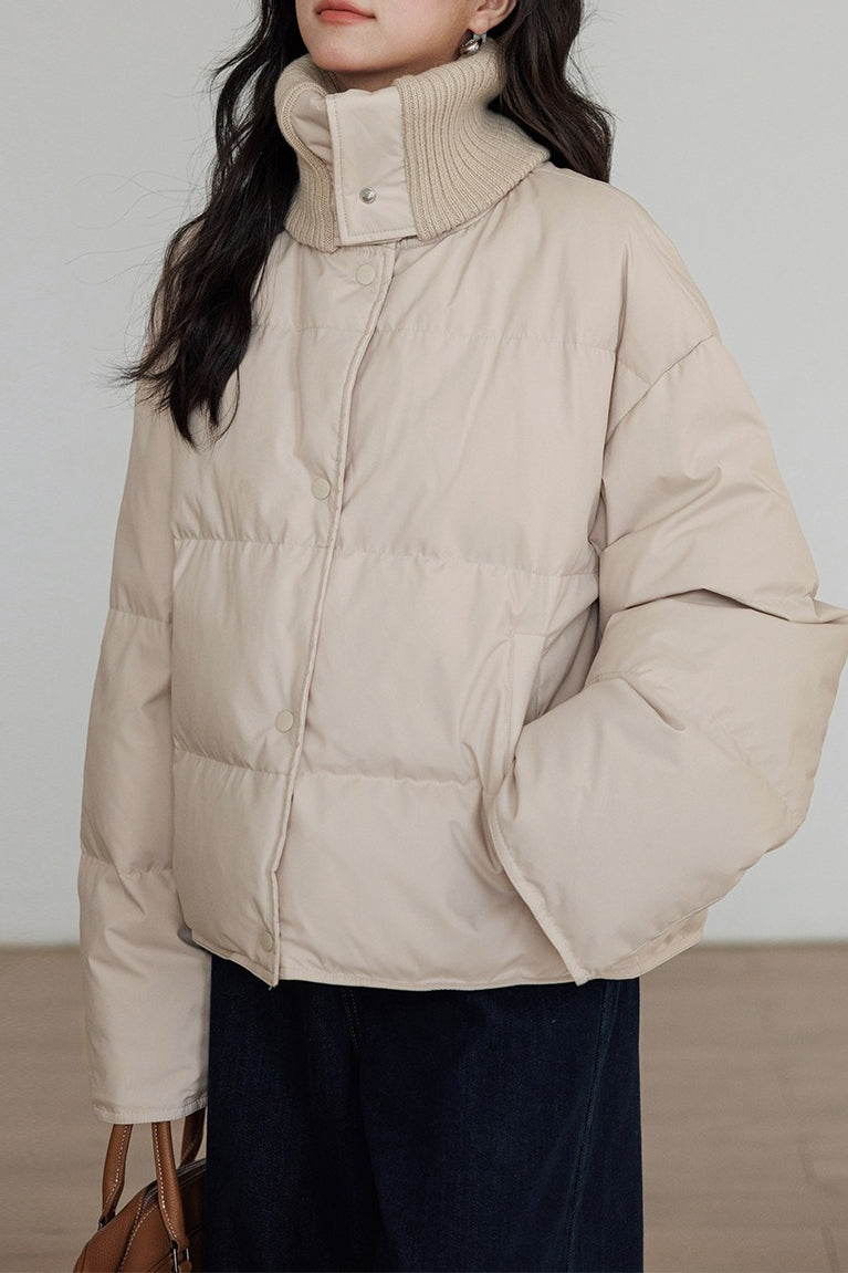WW | Kragen Weißer Entendaunen-Pufferjacke