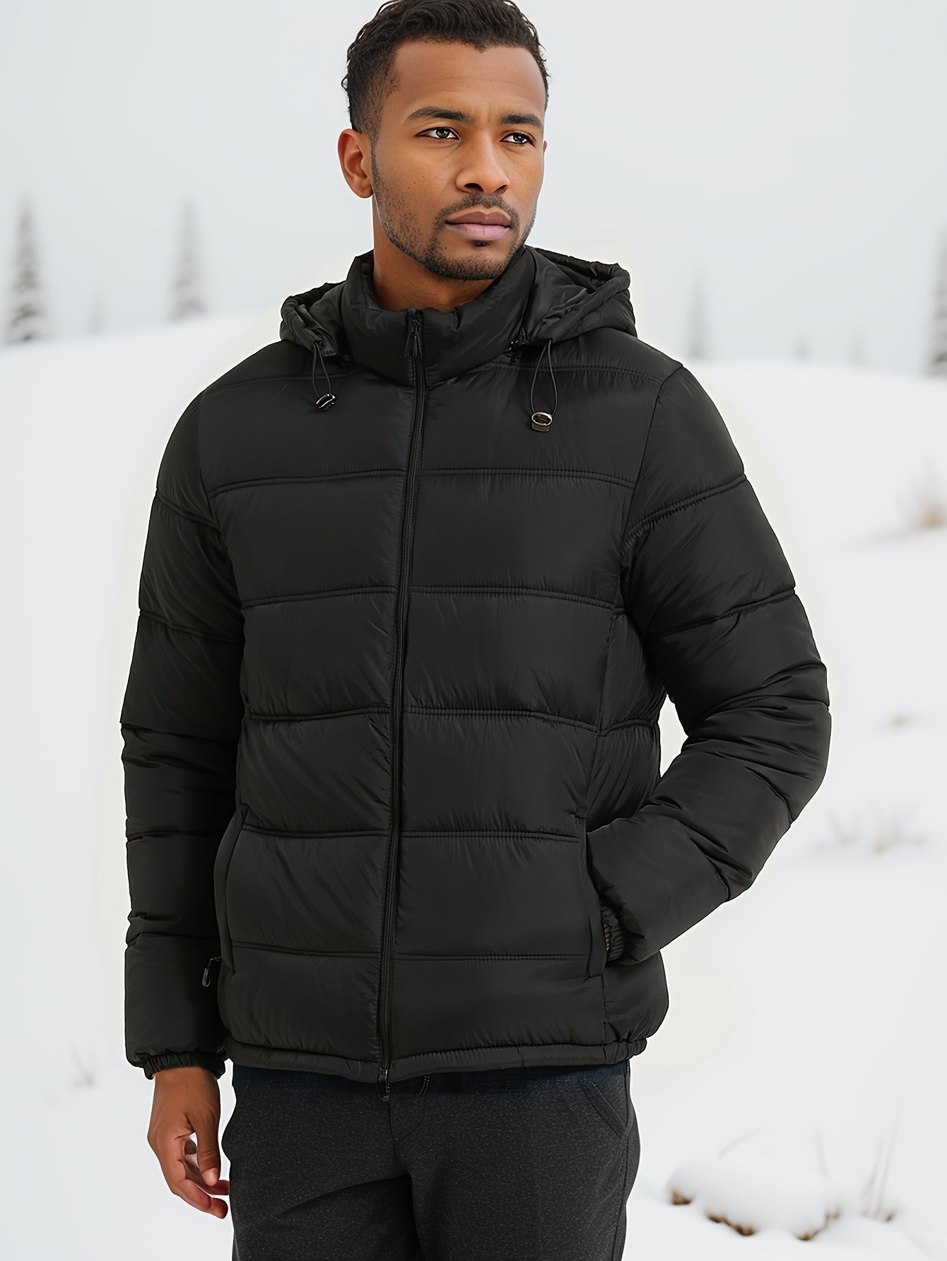 WW | Smooth Plain Puffer Winter Jacket For Men - Perfect For Outdoor Activities