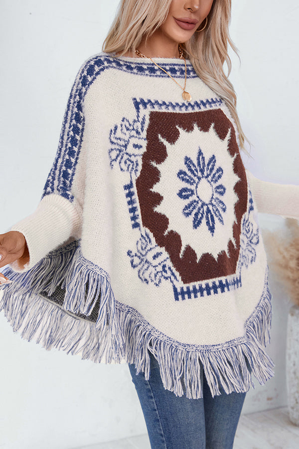 WW | Boho knit sweater with tassel hem