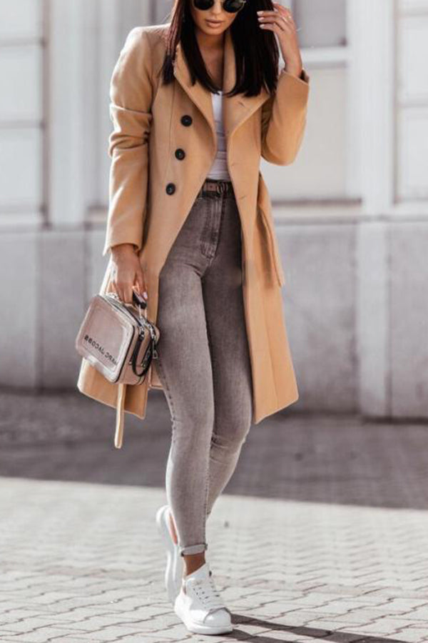 WW | Wintermantel khaki mit Gürtel und elegantem Stil