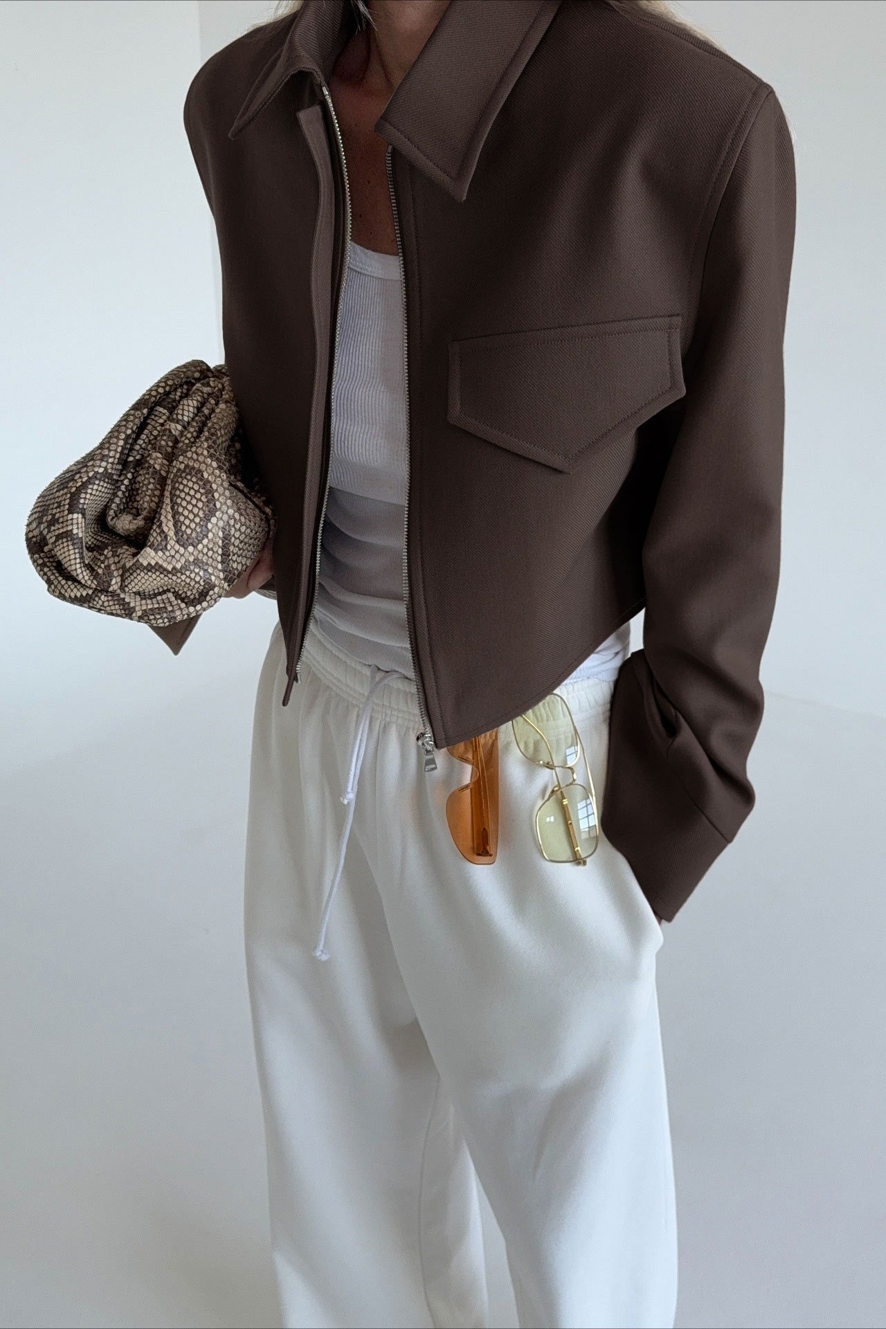 WW | Length Brown Zipper Jacket