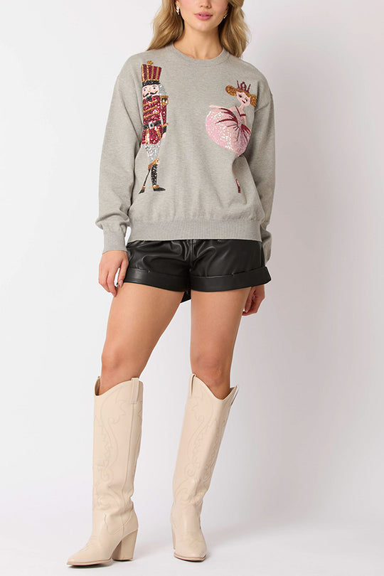 WW | Weihnachtssoldat Pailletten Mode Lässiger Sweatshirt