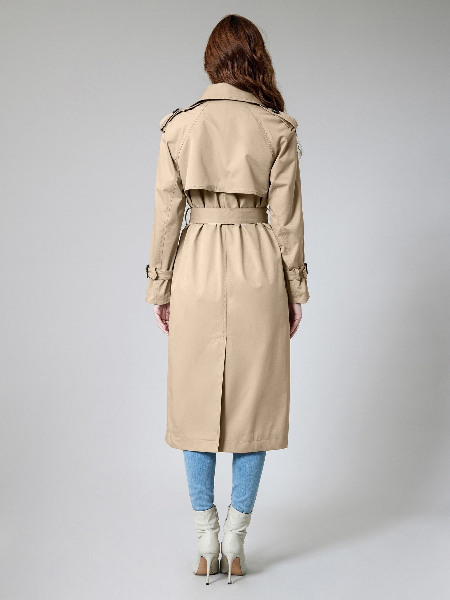 WW | Women's Plain Woven Polyester Trench Coat with Pockets - Ideal for Any Occasion