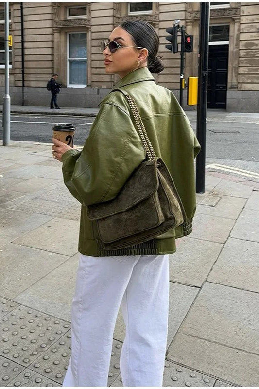 WW | Grüne Kunstlederjacke