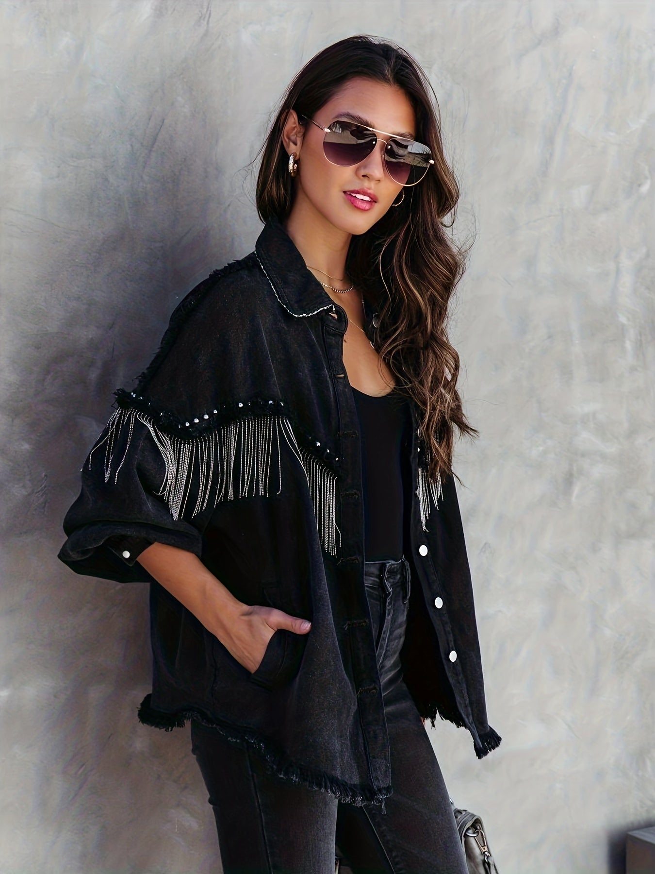 WW | Stylish denim jacket with fringe