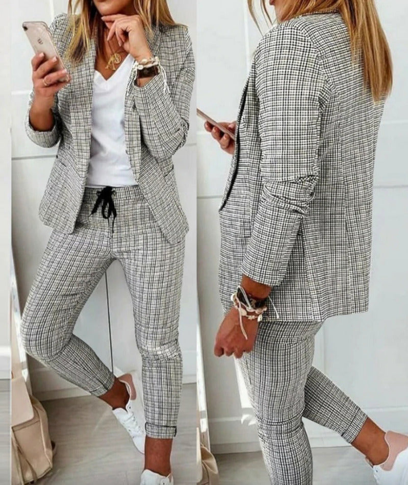 WW-Anzug-Set Moderner Zweiteiler mit weiter Hose taillierter Blazerjacke