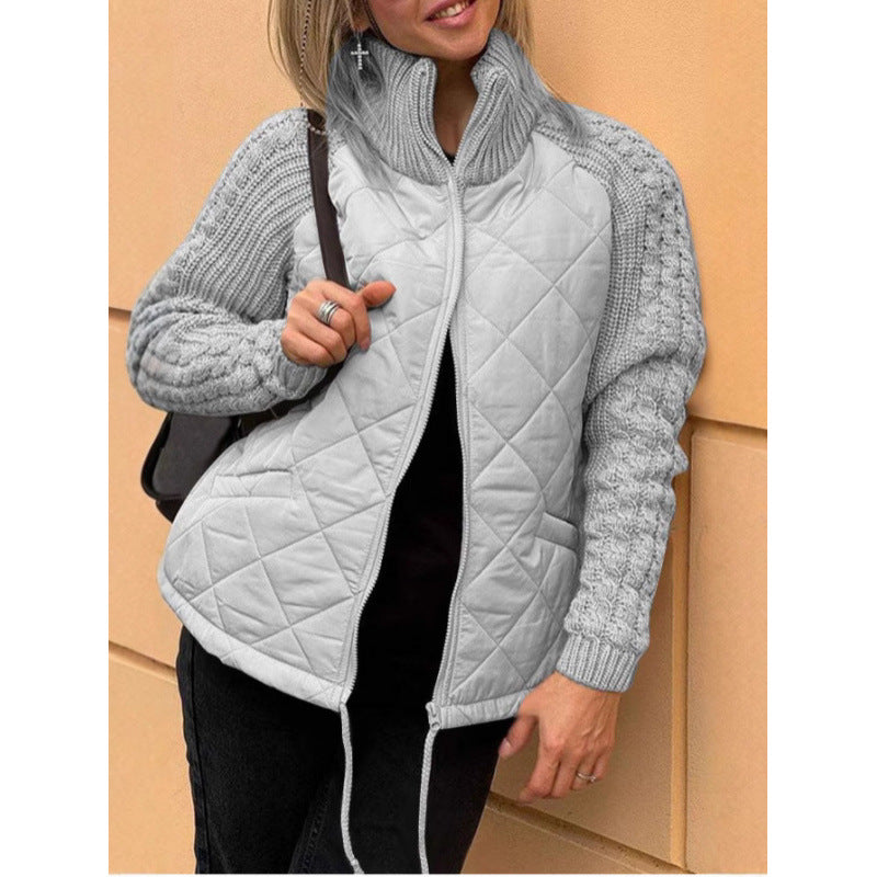 WW | Cozy quilted jacket with knit sleeves for women