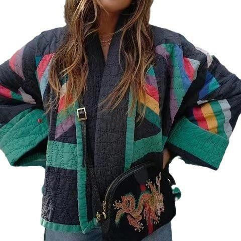 WW | Vintage Bedruckte Lockere Blumen Baumwolljacke für Damen