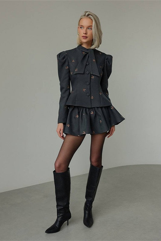 WW | Farbblock Tweed Jacke und Rock Set