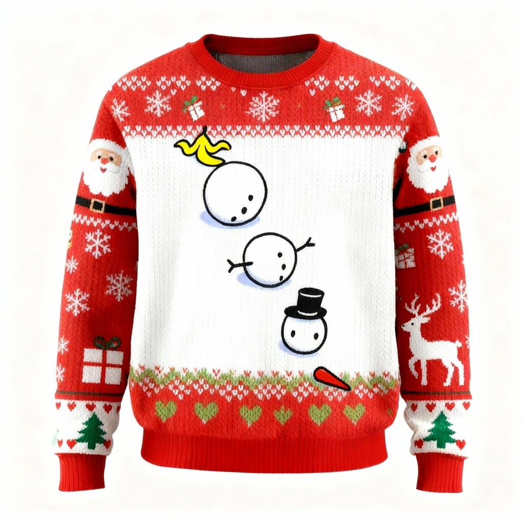 WW | Lustiger Schneemann Muster Hässlicher Pullover - Unisex Weihnachtsfeier Notwendigkeit