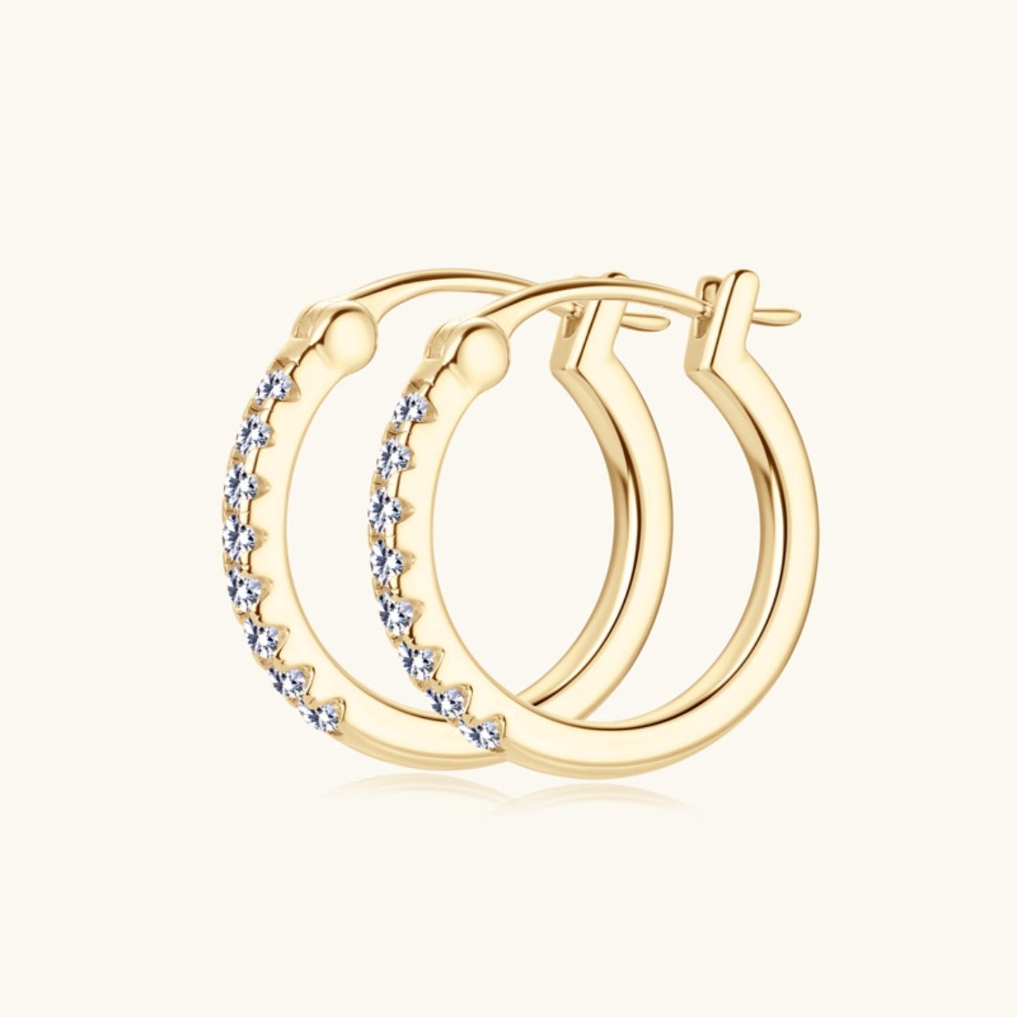 WW | 925 Sterling Silber Moissanit Huggie Ohrringe
