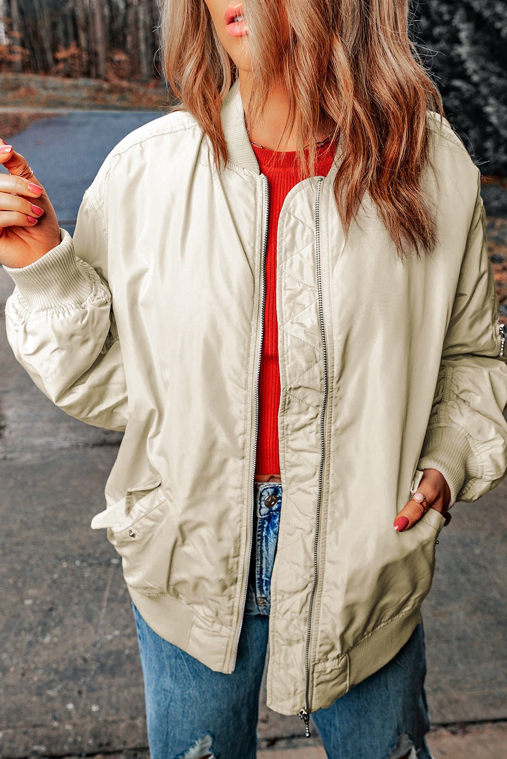 WW | Bomberjacke - Satin-Finish - Leichte Schicht - Lässiger Streetstyle