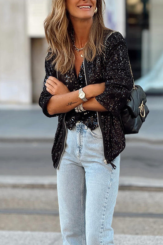 WW | Mode klassische Paillettenjacke