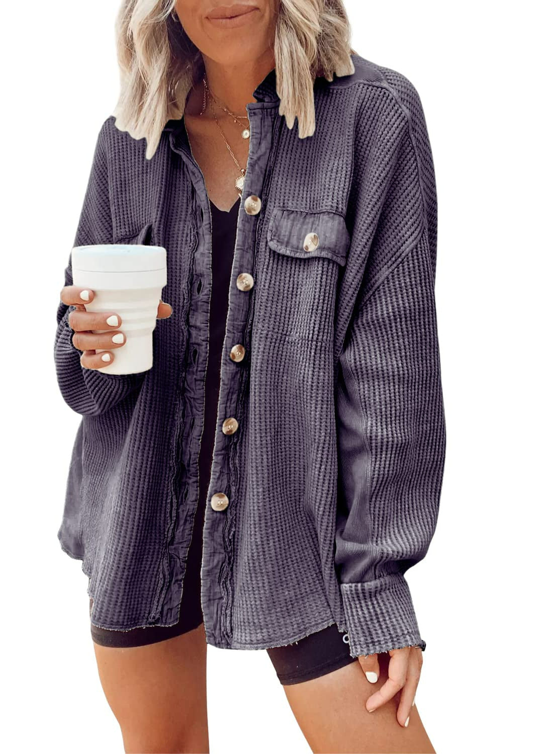 WW | Damenhemdjacke mit Kragen, langen Ärmeln und trendigem Design