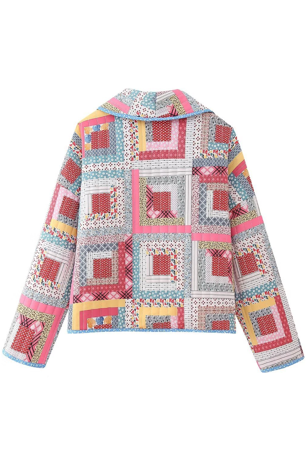 WW | Cardigan gesteppt Colorblock Karo Baumwolljacke