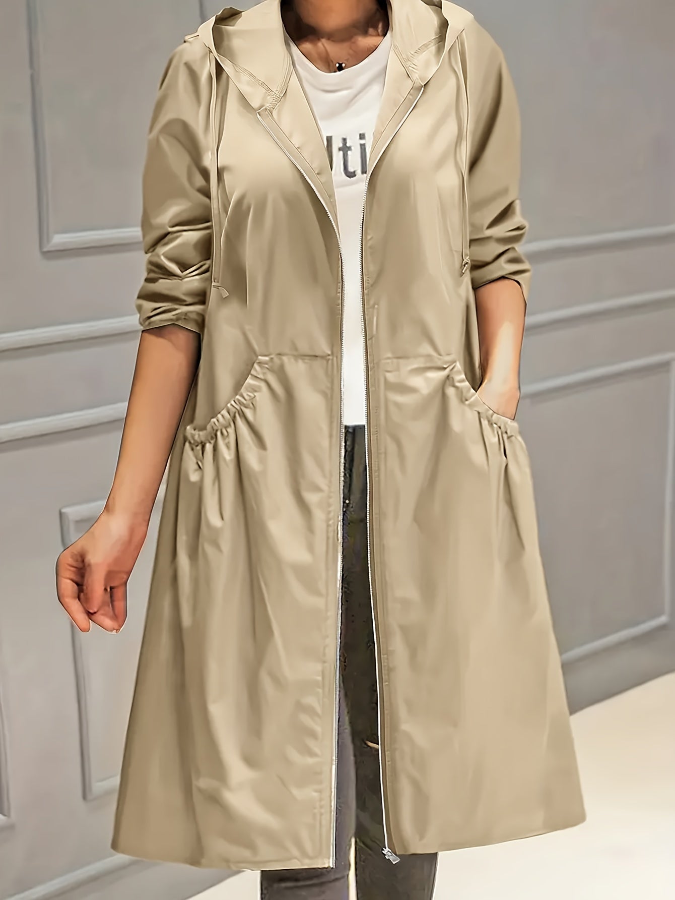 WW | Vintage-Trenchcoat mit gegürteten langen Ärmeln für Damen - Perfekt für jeden Anlass
