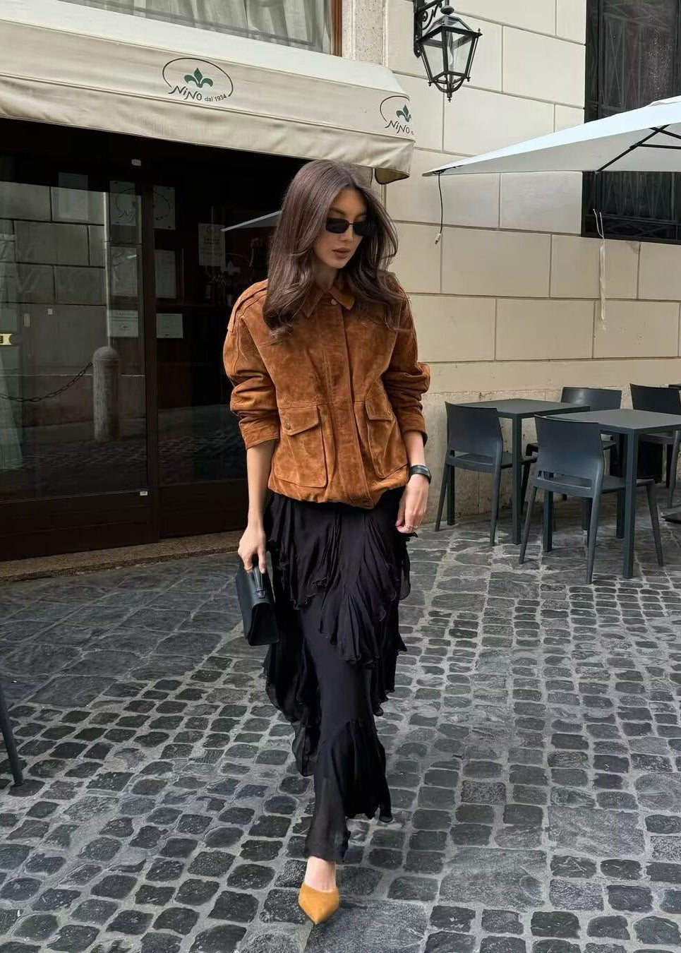 WW | Effekt Oversized Jacke mit Fronttaschen – Braun