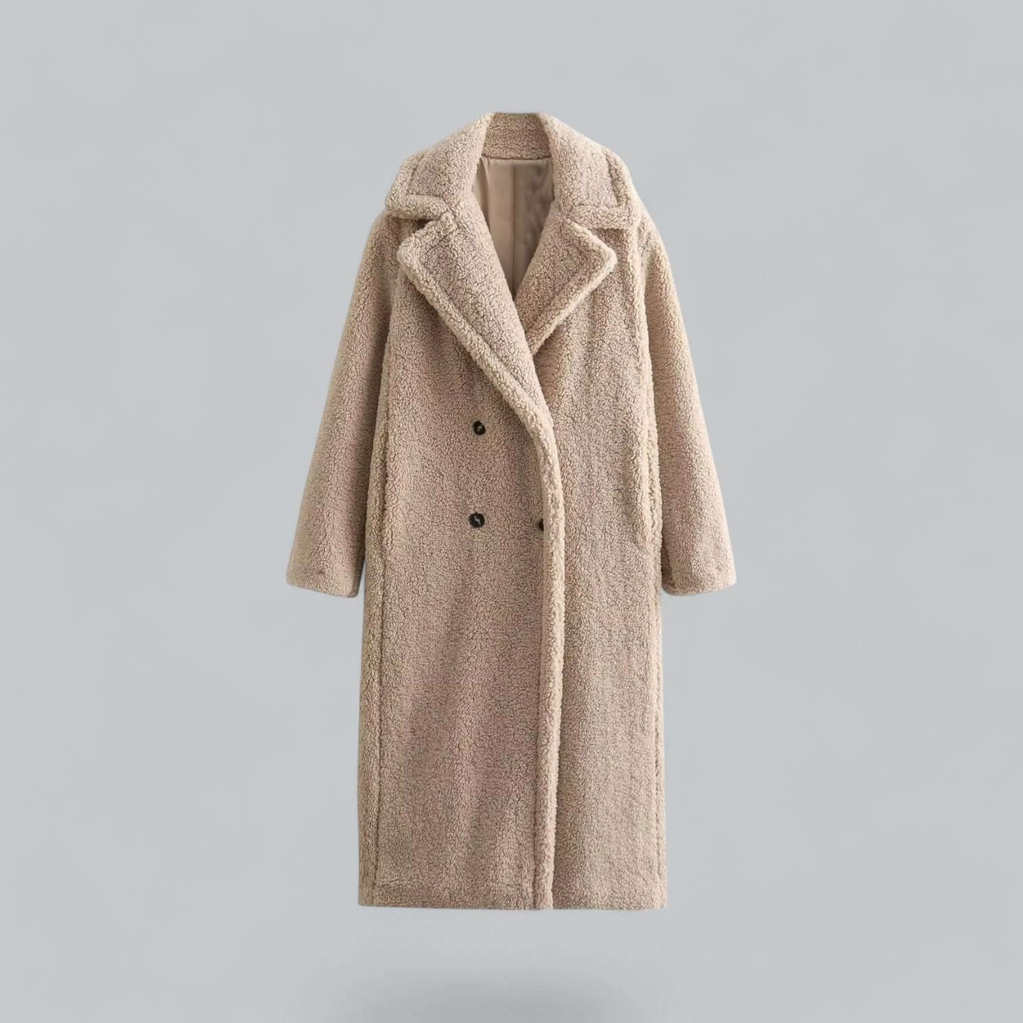 WW | Damen Teddy Kunstfell Lange Jacke