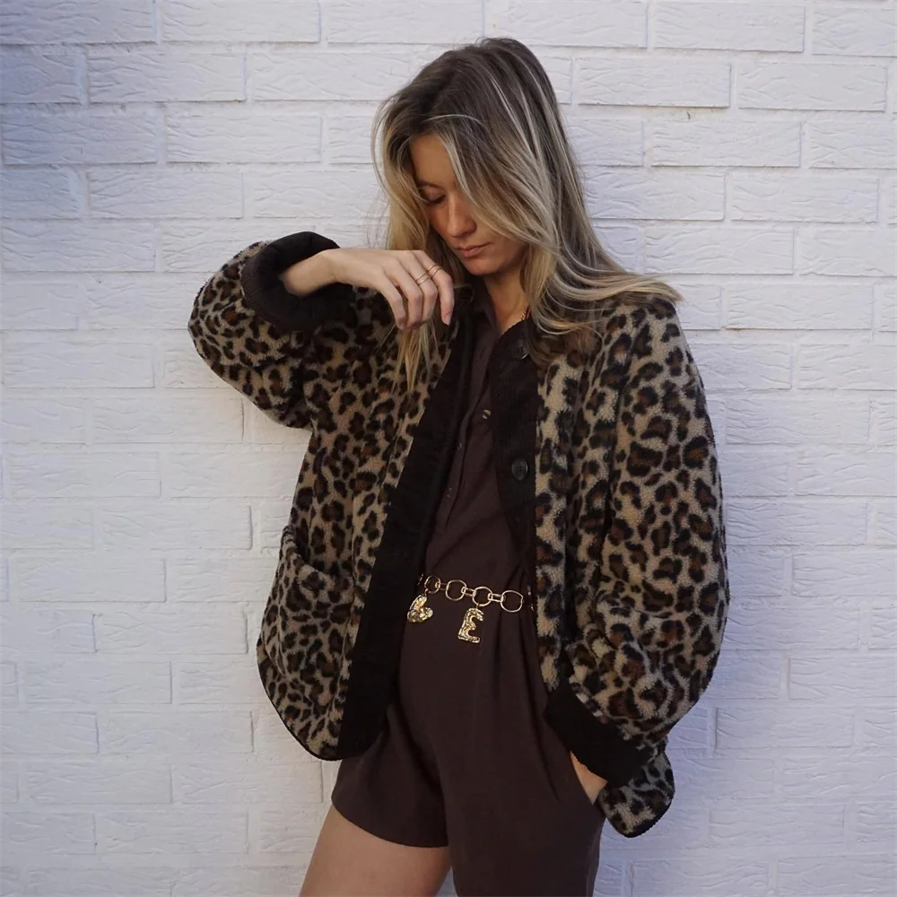 WW | Leopard Print Round Neck Jacket