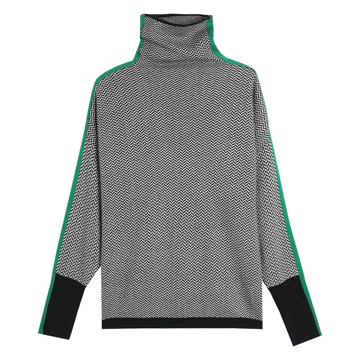 W&W Geometric Knit Turtleneck Sweater