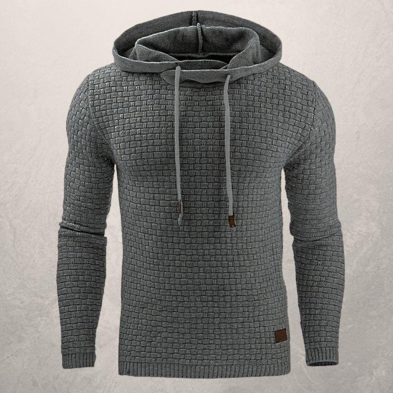 WW | Hooded sweatshirt Slim fit Soft knit Checked pattern Long sleeves