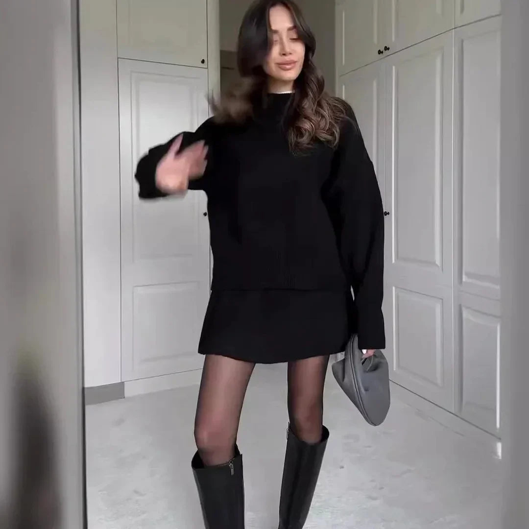 WW | Knit Two-Piece - Oversized Sweater & Mini Skirt - Autumn Outfit
