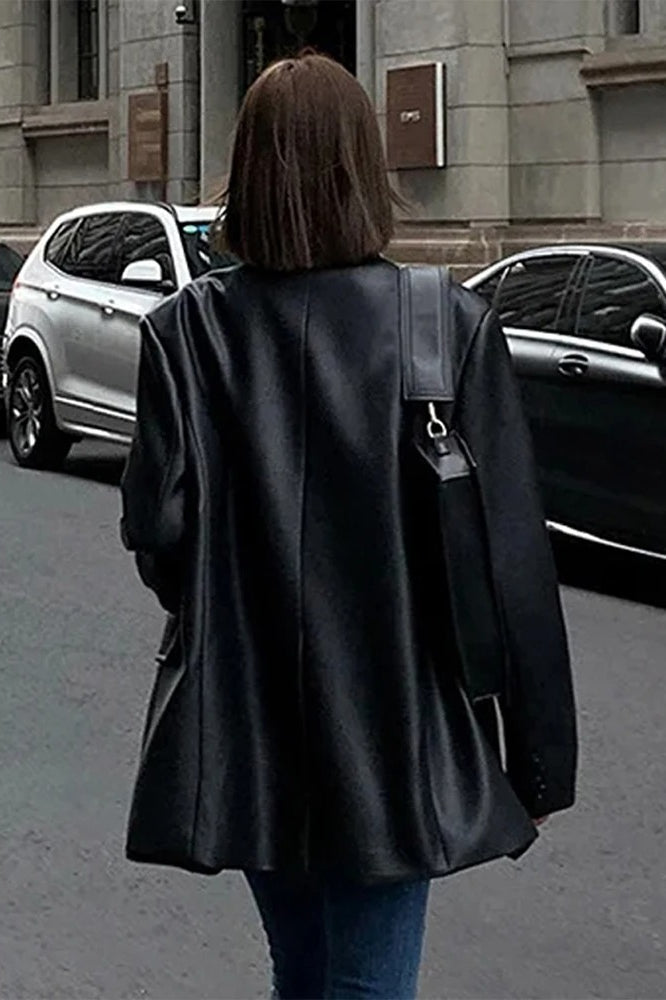 WW | PU Leather Blazer Jacket