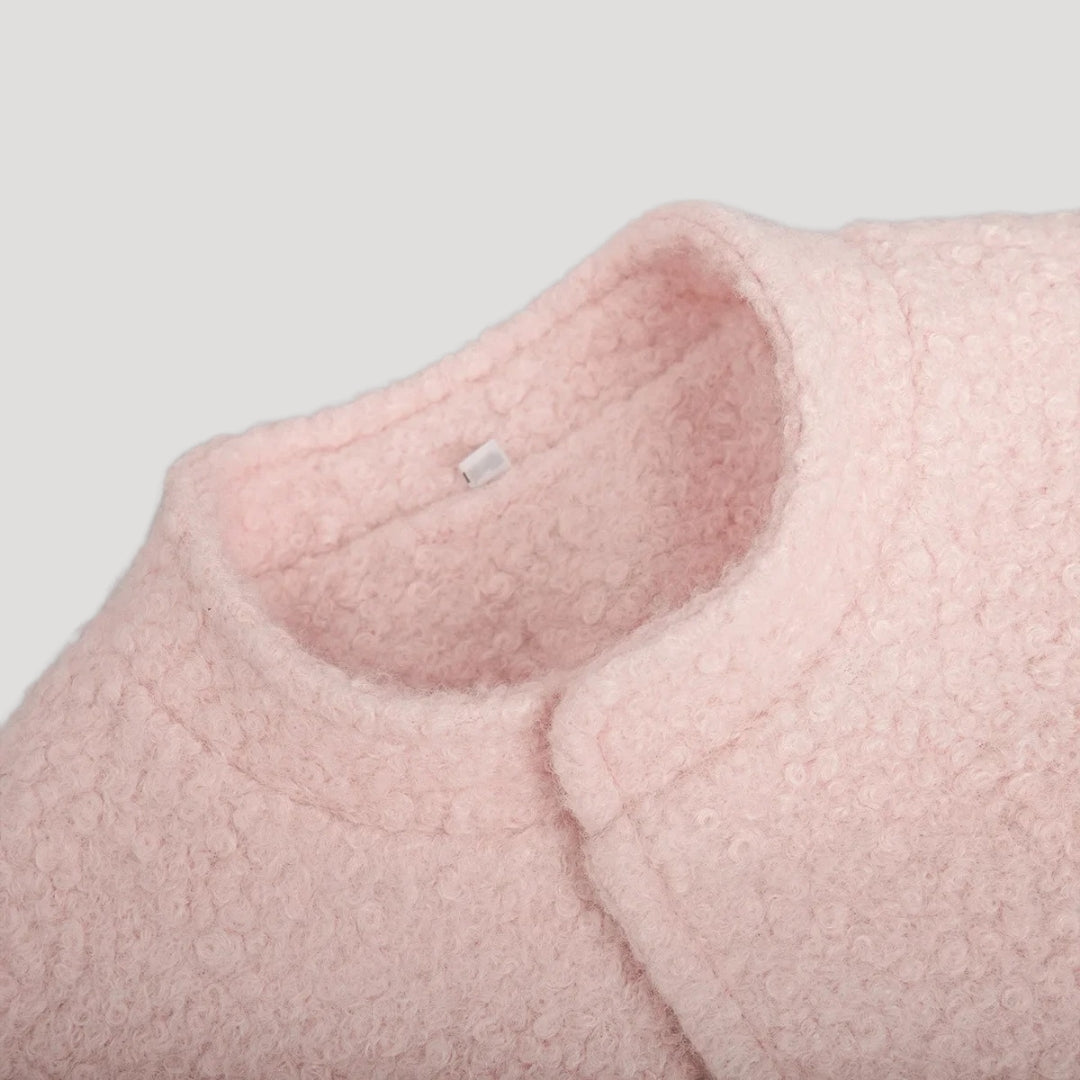 WW | Damen Boucle Teddy Bomber Jacke pink mit Reißverschluss