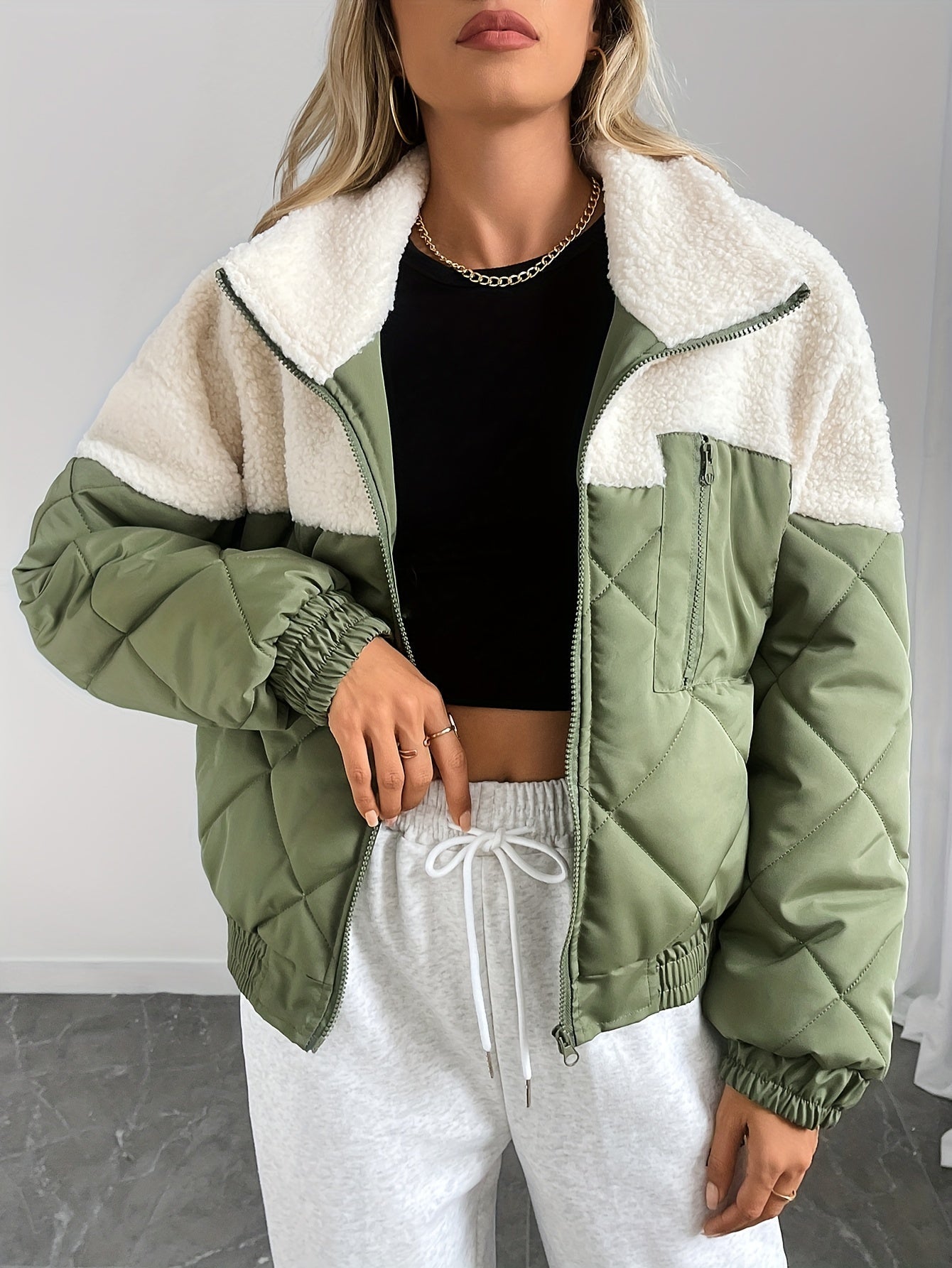 WW | Mid-layer jacket Casual round neck Long sleeves Autumn/winter