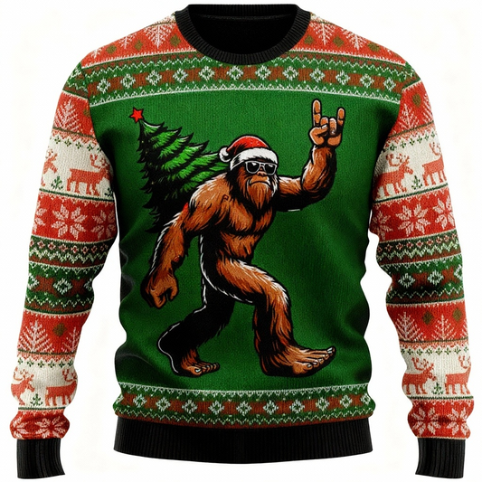 WW | Tier- und Kiefernholzmuster Design - Festival der Feiertagsdrucke Hässlicher Pullover
