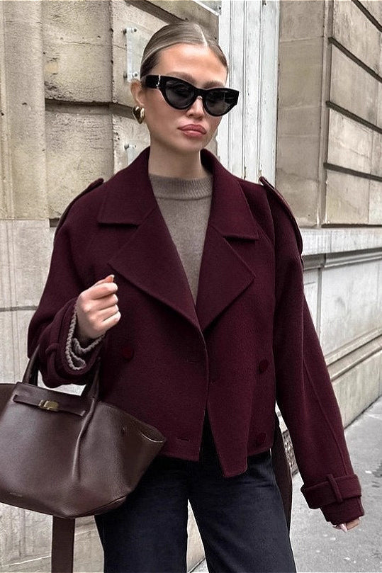 WW | Braune Woll-Doppelreiherjacke