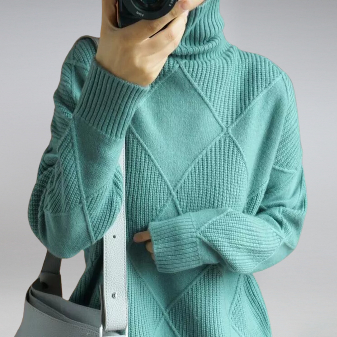 WW | Cozy geometric knit turtleneck sweater for women