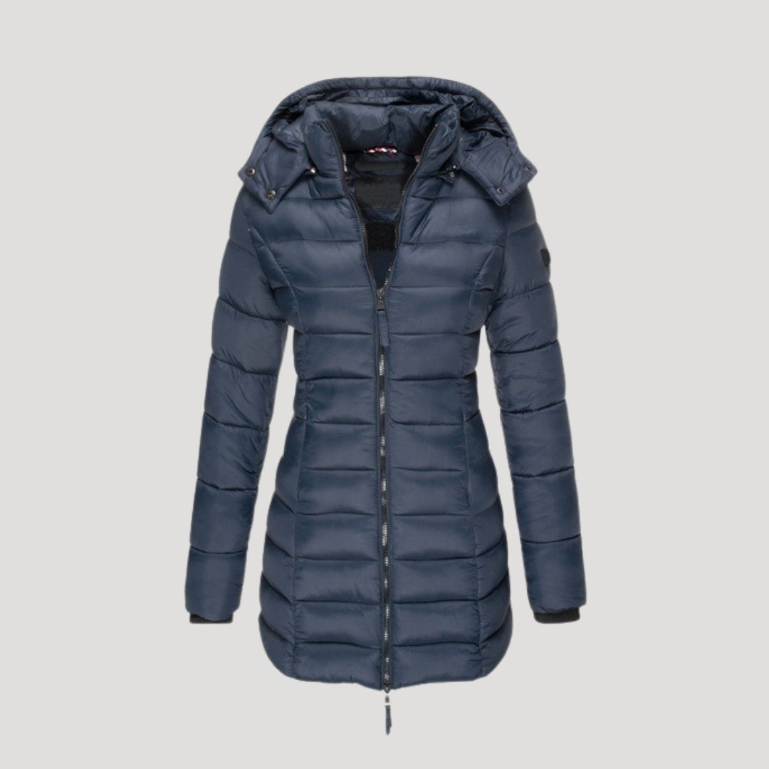 WW | Damen langer gepolsterter Wintermantel mit Kapuze Pufferjacke