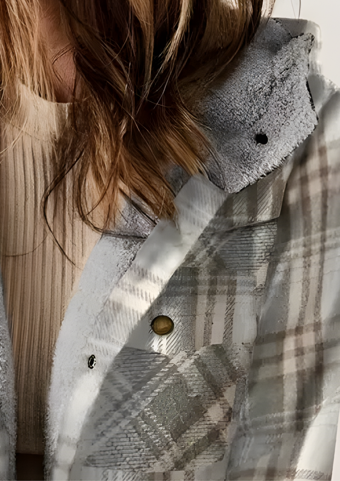 Yseldis Plaid Lined Fleece Jacket - White