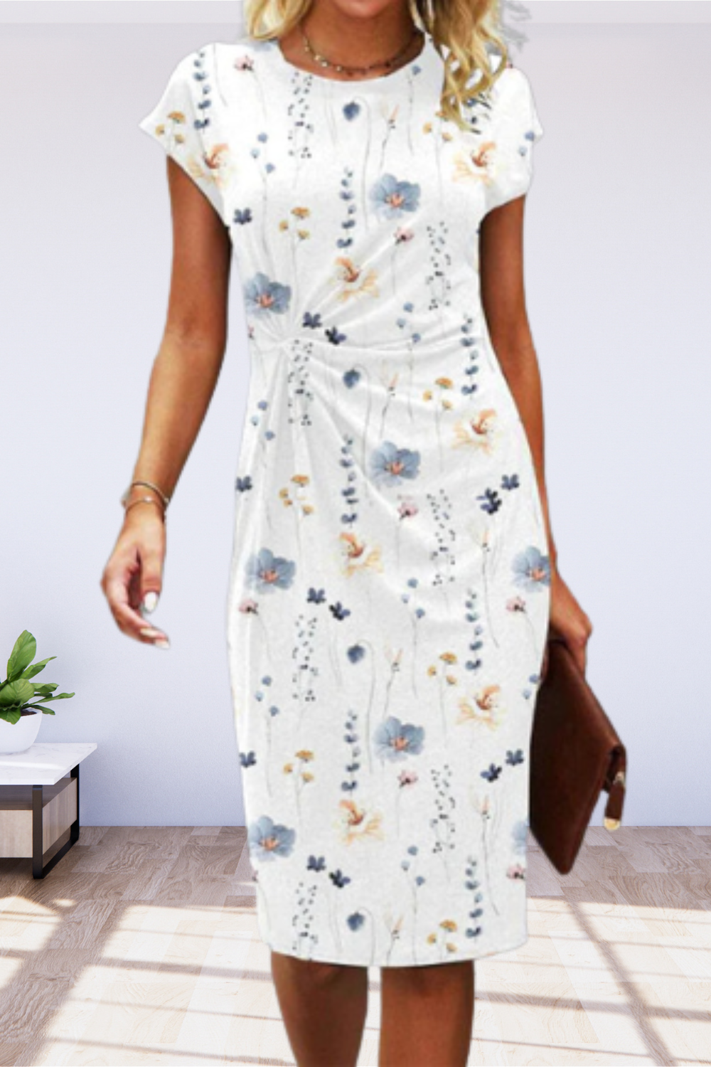 WW | Kurzarm Elegantes Blumenkleid