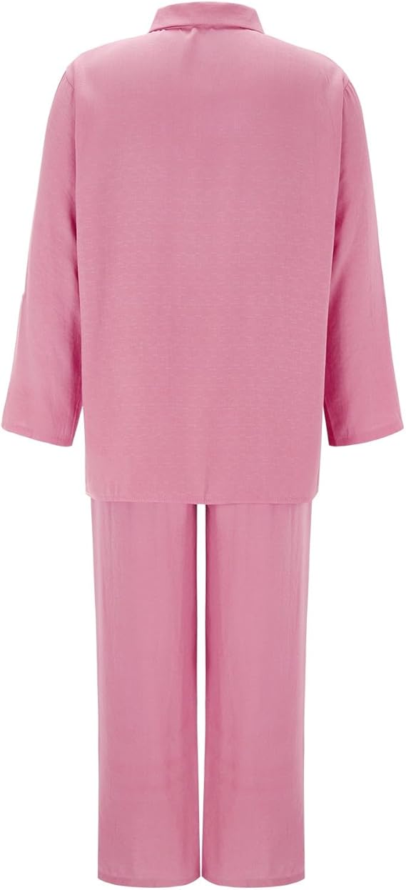 SummerSilhouette Duo™ – Women's Linen Two-Piece Set with Blouse & Pants, Airy, Elegant & Comfortable for Summer