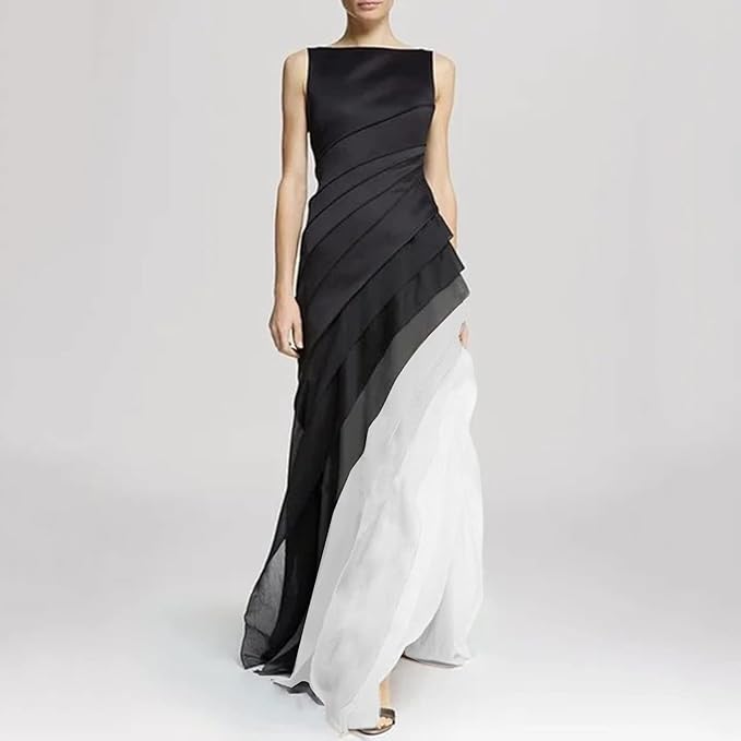 NoirÉlan™ – Elegantes Abendkleid im Ombre-Look mit fließendem Lagen-Design