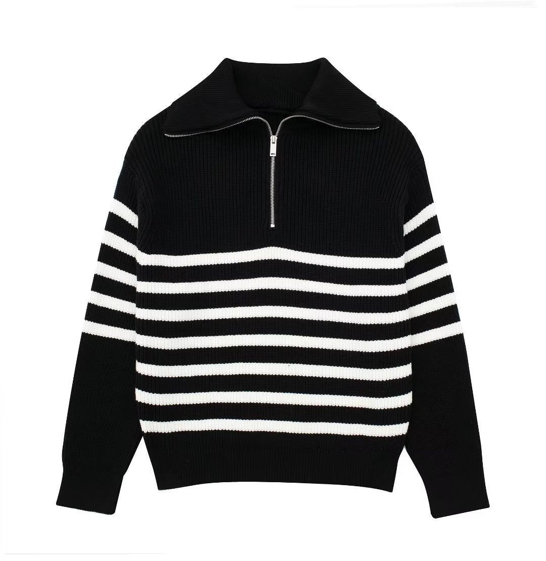 WW | All-Match Open Collar Wool Sweater