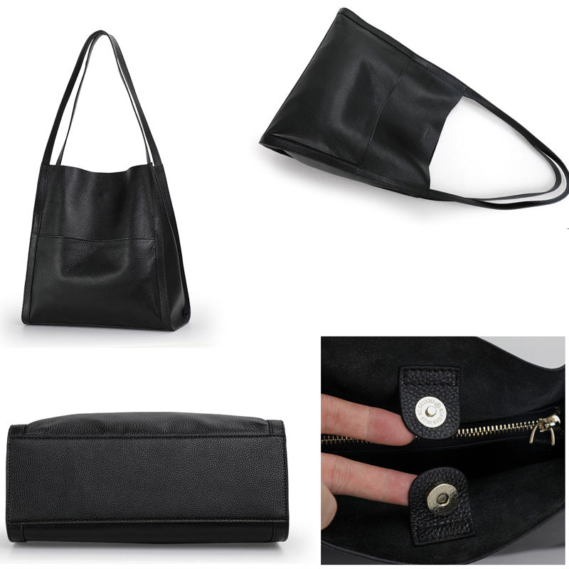 WW | Color Simple Genuine Leather Crossbody Bag