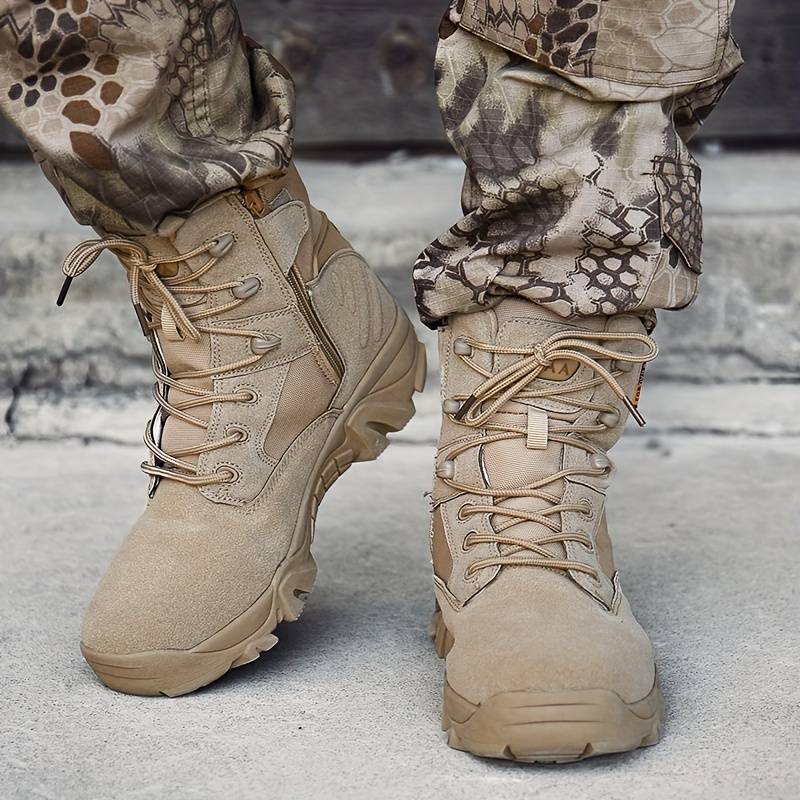 WW | Tactical Boots Suede High Shaft Non-Slip Sole Lacing & Zipper