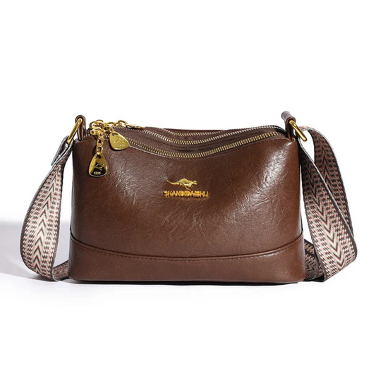 Nyra Elegante Schultertasche aus Leder - Braun