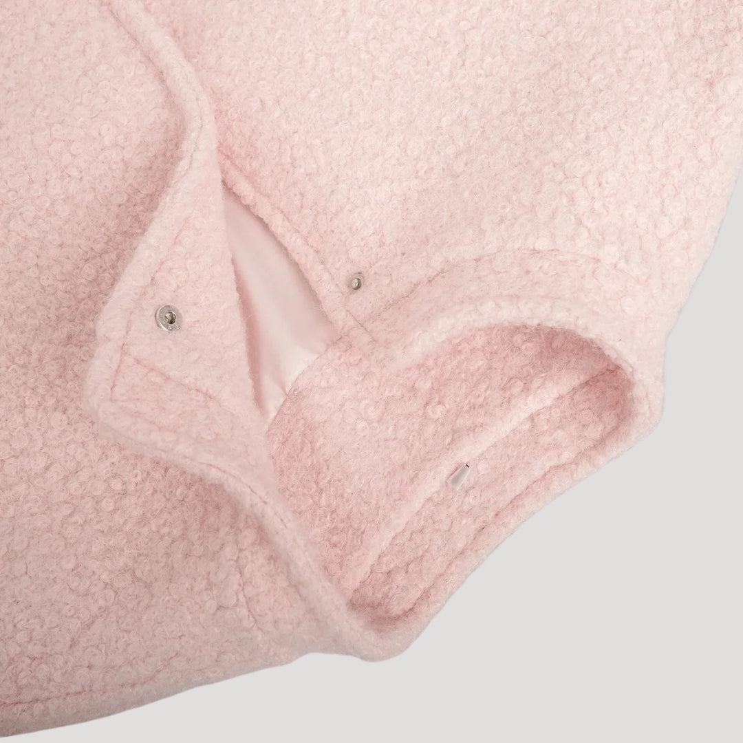 WW | Damen Boucle Teddy Bomber Jacke pink mit Reißverschluss
