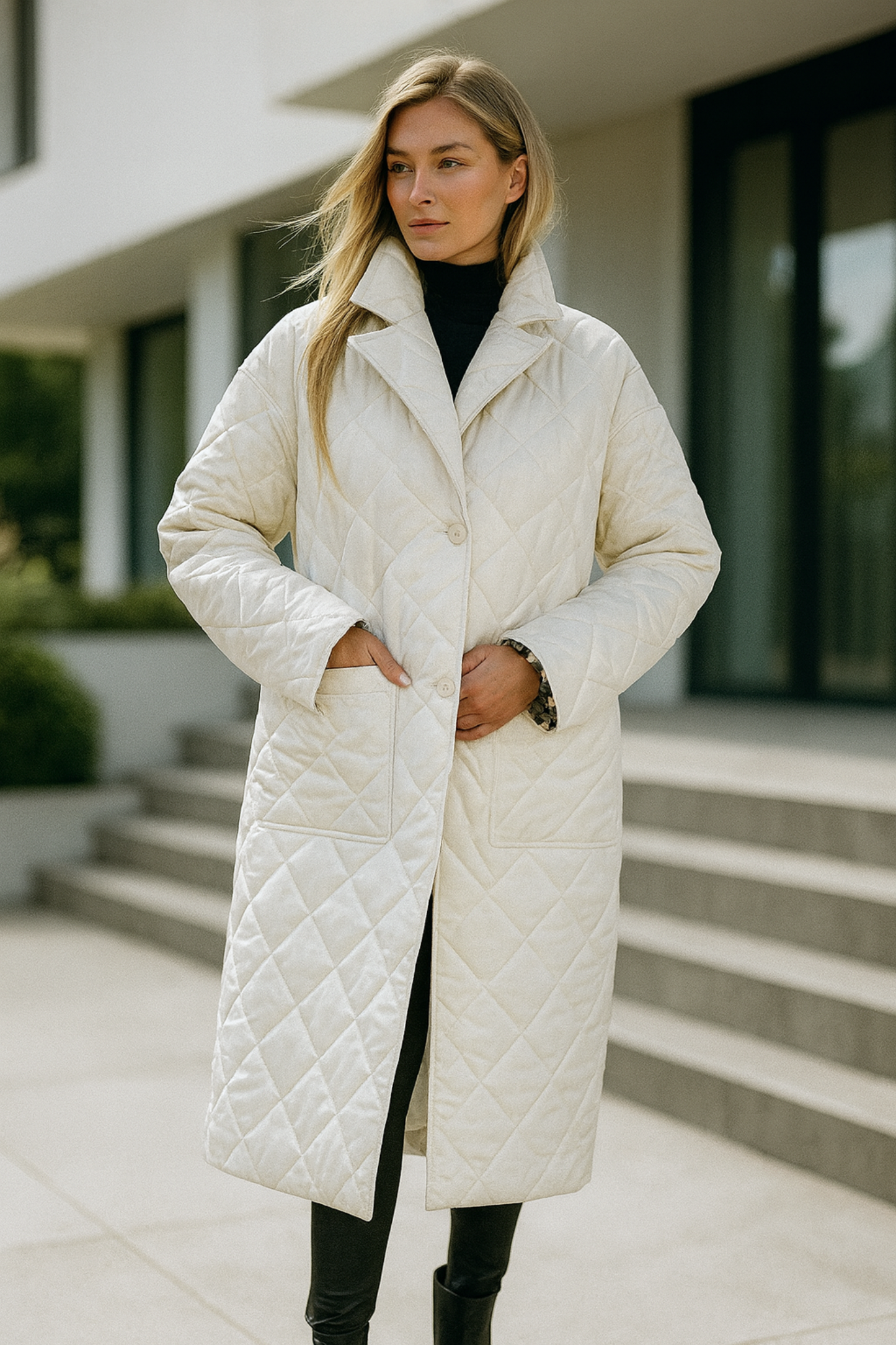 Shanaia | Quilted Coat with Leopard Print Lining