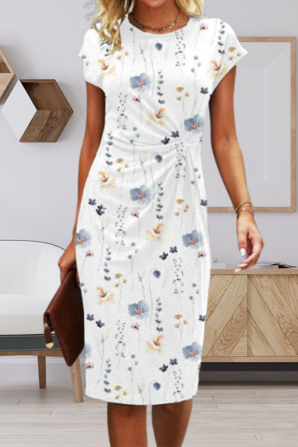 WW | Kurzarm Elegantes Blumenkleid