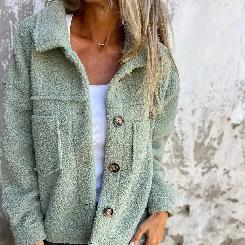 WW | Damen Lange Ärmel Teddy Jacke Gemütlicher Winterstil