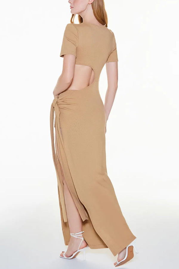 Long dress with slit and side bow
