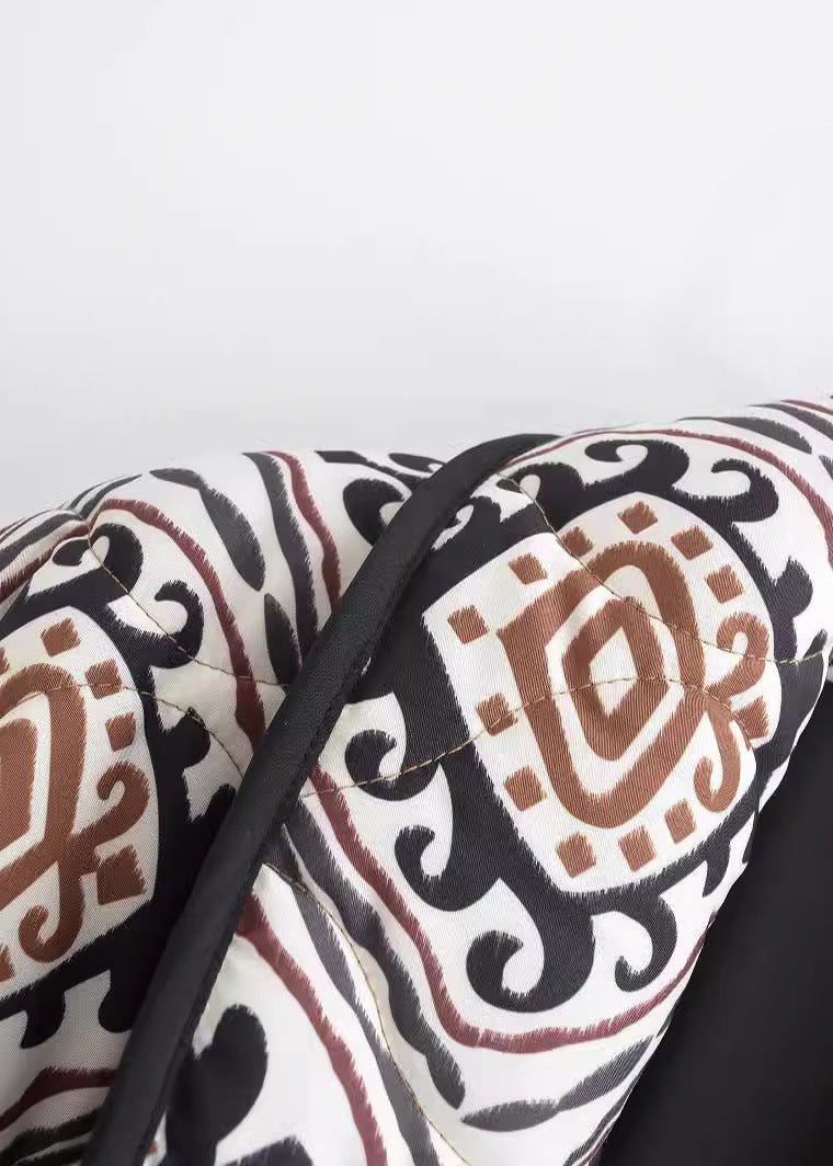 WW | Druck Kontrastfarbe Baumwollgepolsterte Jacke