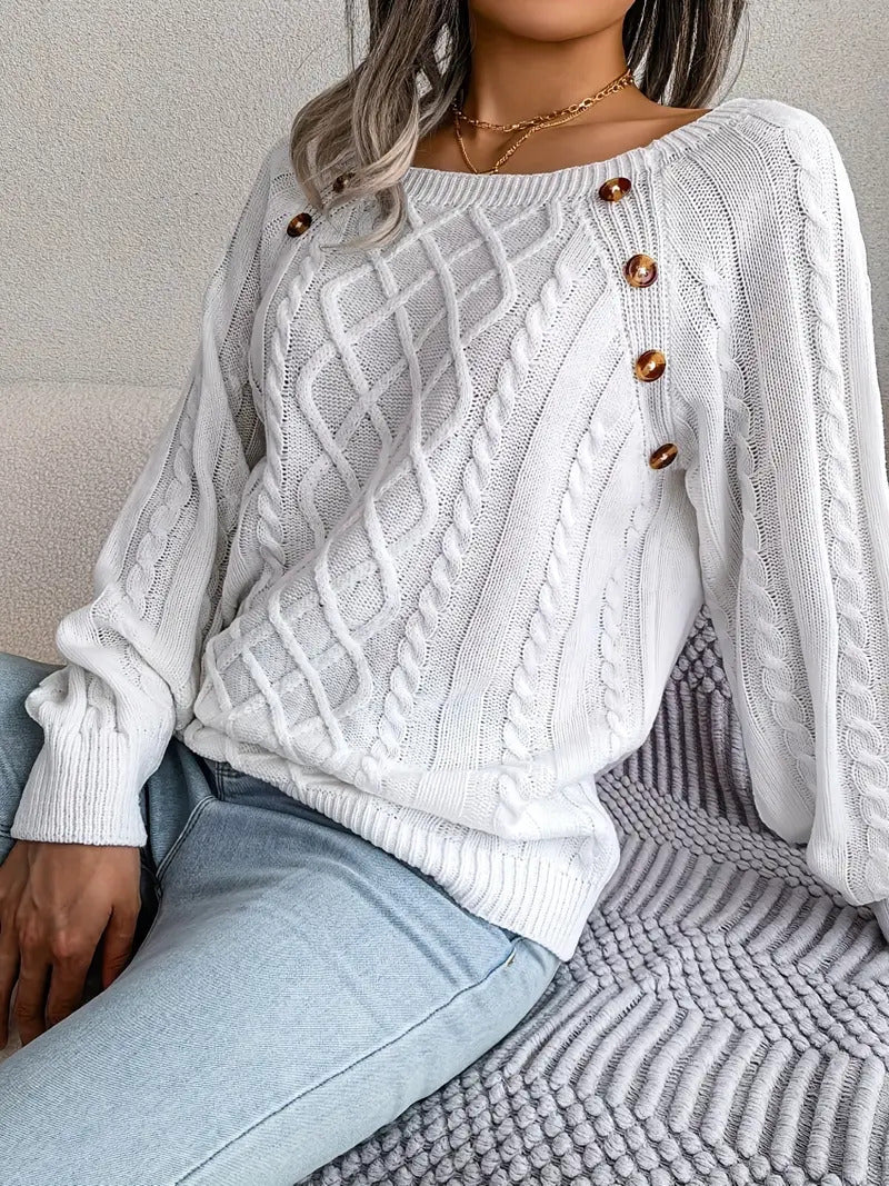 WW | Klassischer Strickpullover mit Zopfmuster